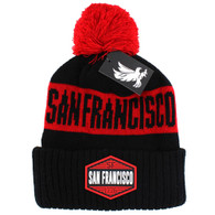 WB683 SAN FRANCISCO , POM BEANIE - BLACK(RED)