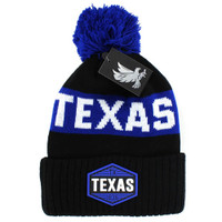 WB683 TEXAS , POM BEANIE - BLACK(ROYAL)
