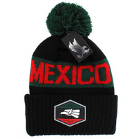 WB685 MEXICO , POM BEANIE - BLACK(GREEN)