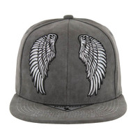 SM279 WING, METALLIC SILVER PATCH, SUEDE PU - CHARCOAL