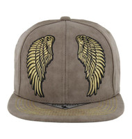 SM279 WING, METALLIC GOLD PATCH, SUEDE PU - KHAKI