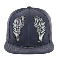 SM279 WING, METALLIC SILVER PATCH, SUEDE PU - NAVY