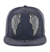 SM279 WING, METALLIC SILVER PATCH, SUEDE PU - NAVY