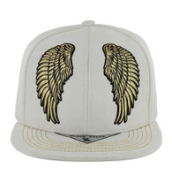 SM279 WING, METALLIC GOLD PATCH, SUEDE PU - WHITE