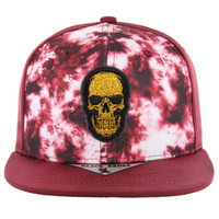 SM470 SKULL , TIE DYE - BURGUNDY