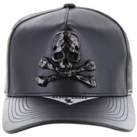 SM697 SKULL CROSSBONE , CARBON METAL , PU - BLACK