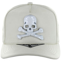 SM697 SKULL CROSSBONE , CARBON METAL , PU - WHITE