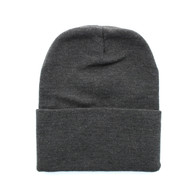 WB080 Plain 12" Long Beanie (Solid Charcoal)