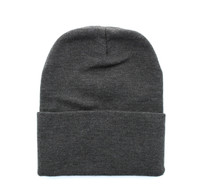 WB080 Plain 12" Long Beanie (Solid Charcoal)