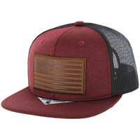SM760 USA FLAG , MELANGE TRUCKER - BURGUNDY/BLACK