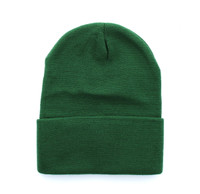 WB080 Plain 12" Long Beanie (Solid Dark Green)