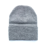 WB080 Plain 12" Long Beanie (Solid Heather Grey)