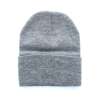 WB080 Plain 12" Long Beanie (Solid Heather Grey)