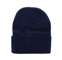 WB080 Plain 12" Long Beanie (Solid Navy)