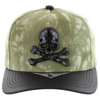 SM697 SKULL CROSSBONE , CARBON METAL - TIE DYE OLIVE/PU BLACK