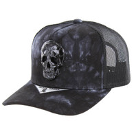 SM697 SKELETON , CARBON METAL , TRUCKER - TIE DYE BLACK