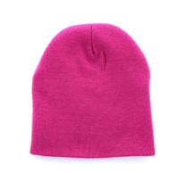WB090 Plain 8" Short Beanie (Solid Hot Pink)