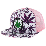SM748 MARIJUANA , TRUCKER - WHITE/PINK