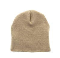 WB090 Plain 8" Short Beanie (Solid Khaki)