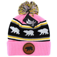 WB025 BEAR , POM BEANIE - PINK