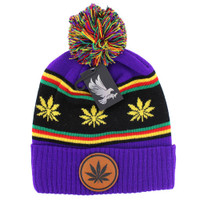 WB025 MARIJUANA , POM BEANIE - PURPLE