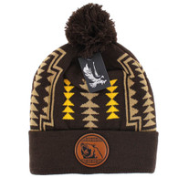 WB029 NATIVE BEAR , POM BEANIE - BROWN