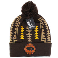 WB029 NATIVE BUFFALO , POM BEANIE - BROWN
