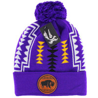 WB029 NATIVE BUFFALO , POM BEANIE - PURPLE