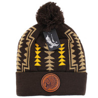 WB029 NATIVE CHIEF , POM BEANIE - BROWN