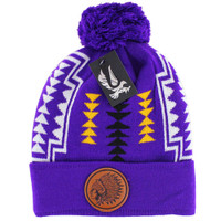 WB029 NATIVE CHIEF , POM BEANIE - PURPLE