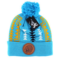 WB029 NATIVE CHIEF , POM BEANIE - TURQUOISE