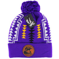 WB029 NATIVE EAGLE , POM BEANIE - PURPLE