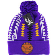 WB029 NATIVE FEATHER , POM BEANIE - PURPLE