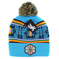 WB033 NATIVE ARROW , POM BEANIE - TURQUOISE