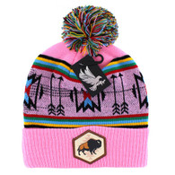 WB033 NATIVE BUFFALO , POM BEANIE - PINK