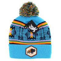 WB033 NATIVE BUFFALO , POM BEANIE - TURQUOISE