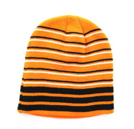WB090 Plain 8" Short Beanie (Orange & Stripe)