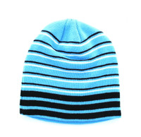 WB090 Plain 8" Short Beanie (Sky Blue & Stripe)