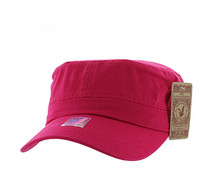 BP081 Washed Cotton Castro Caps (Solid Hot Pink)