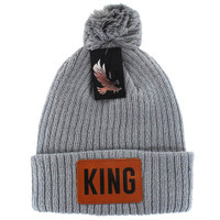 WB042 KING , POM BEANIE - GRAY