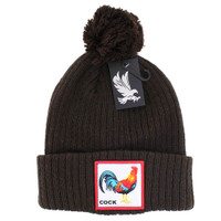 WB042 COCK , POM BEANIE - BROWN