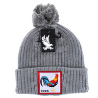 WB042 COCK , POM BEANIE - GRAY