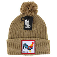 WB042 COCK , POM BEANIE - KHAKI