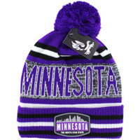 WB032 MINNESOTA , POM BEANIE - PURPLE/BLACK