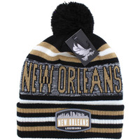 WB032 NEW ORLEANS , POM BEANIE - BLACK/KHAKI