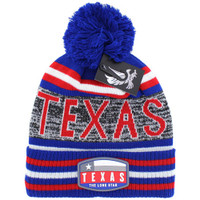 WB032 TEXAS , POM BEANIE - ROYAL/RED
