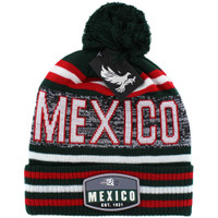 WB032 MEXICO , POM BEANIE - GREEN/BLACK/RED