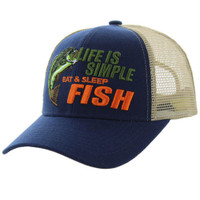 VM119 LIFE IS SIMPLE EAT & SLEEP FISH , TRUCKER -NAVY/KHAKI