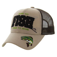 VM181 BORN TO FISH FORCED TO WORK , TRUCKER -KHAKI/BROWN