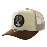 SM104 DEER , COTTON/SUEDE TRUCKER - BEIGE/BROWN/KHAKI